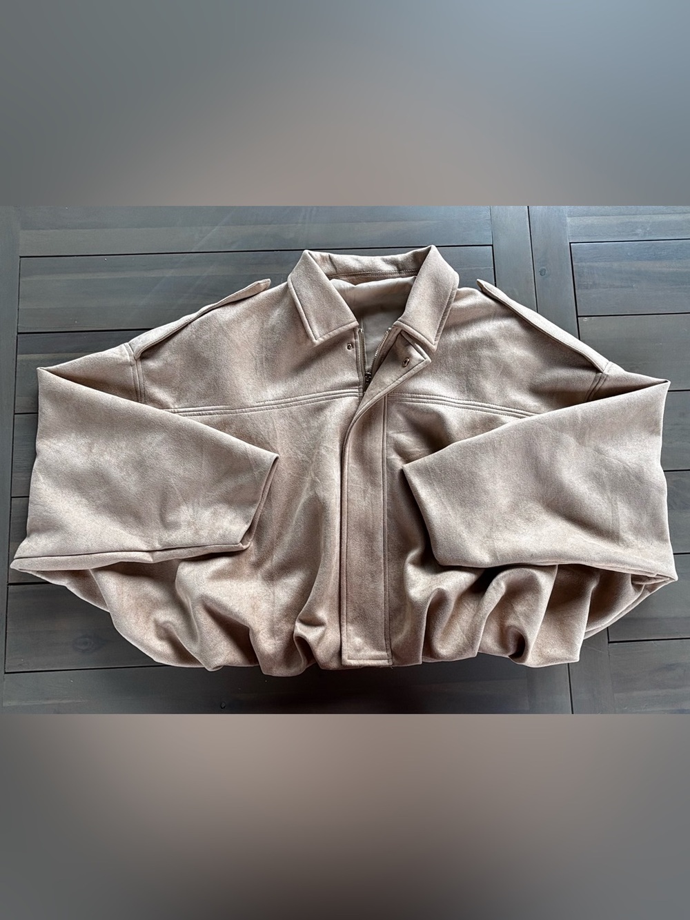 Women Faux Suede Bomber Jacket